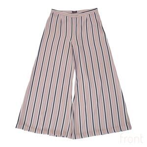 TOP SHOP Pink Palazzo Pants Size 12 Black Stripes Full Flowy Wide Leg Trousers